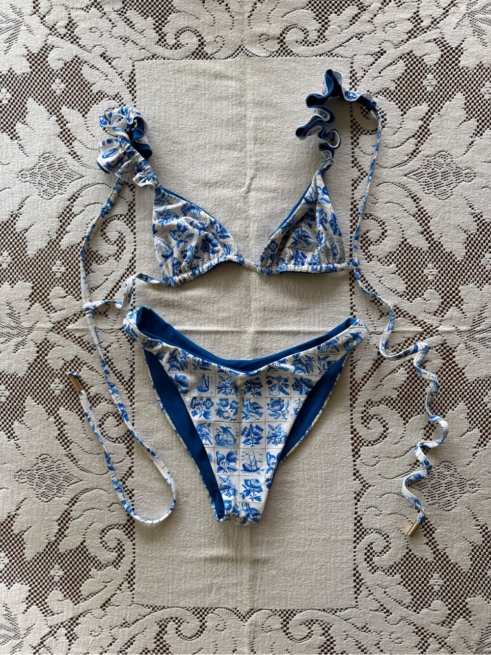 elysiian blue tile print bikini